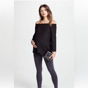Hatch Black Date Night Off Shoulder Stretch Maternity Top